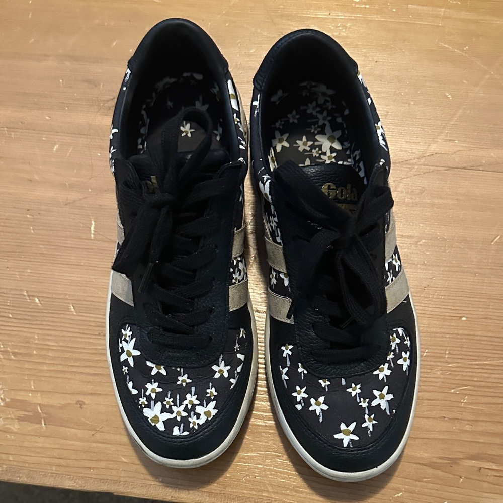 Gola Black Sneakers with Gold Accents